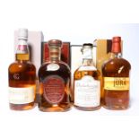 Four bottles of single malt Scotch whisky to include CARDHU 12 year old 40% abv. 1litre, GLENKINCHIE