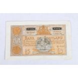 BANK OF SCOTLAND five pound £5 banknote, 11th August 1944, Elphinstone and Crawford, 11/R 6320,