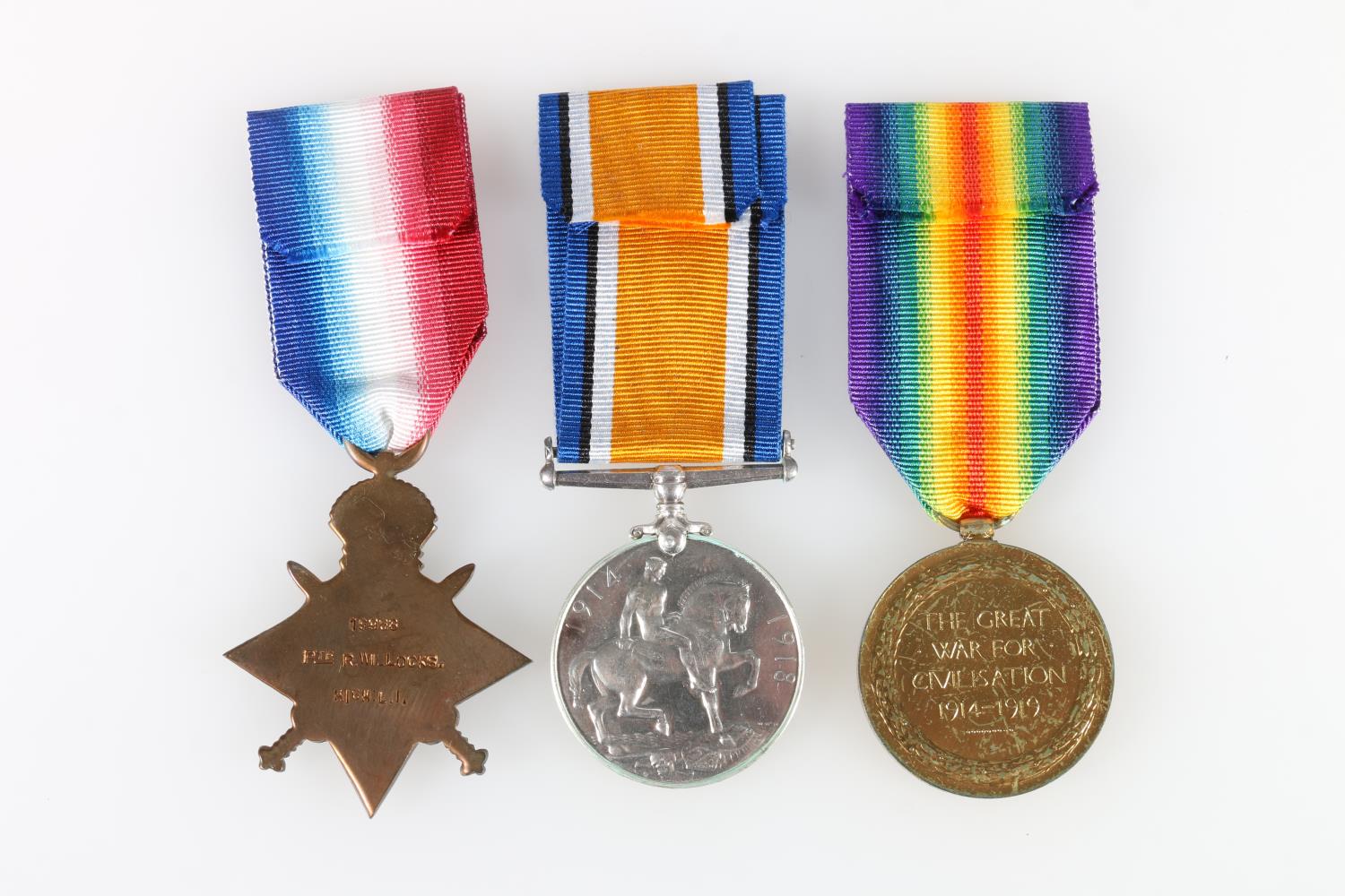 Medals of 19968 Ronald Willocks of the 10th Battalion Highland Light Infantry HLI comprising WWI - Image 2 of 2