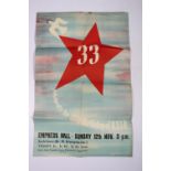 British Soviet Friendship Society, a vintage poster commemorating the 33th anniversary of the United