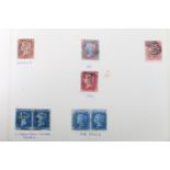 GB collection of stamps in two albums including 1d red on blued paper, side by side pair of 2d