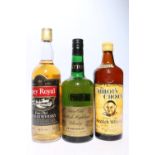Three bottles of 1970s blended Scotch whisky to include THE ABBOT'S CHOICE 70° proof 26 2/3 fluid