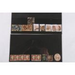 GB stamp collection including QV 1d penny red row of four EH-EK imperf, 1d penny red side by side