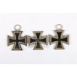 German WWII Black Iron cross 1st class (pin broken) and two others 2nd class. We do not guarantee