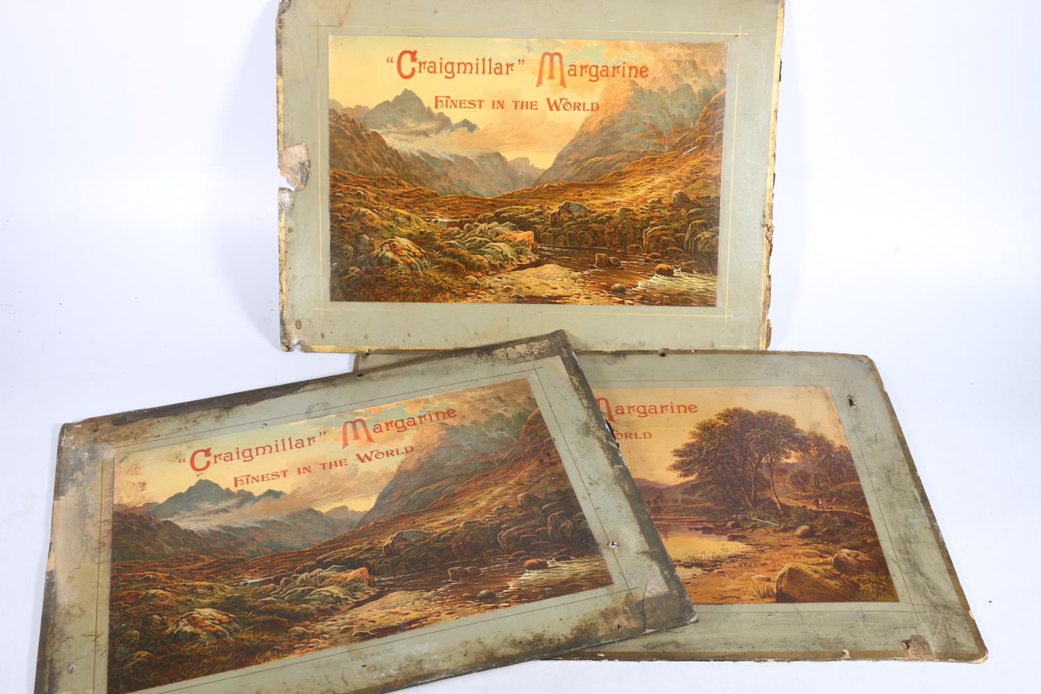 Three vintage advertisement signs for 'Craigmillar Margarine', 34cm x 46cm. (3)