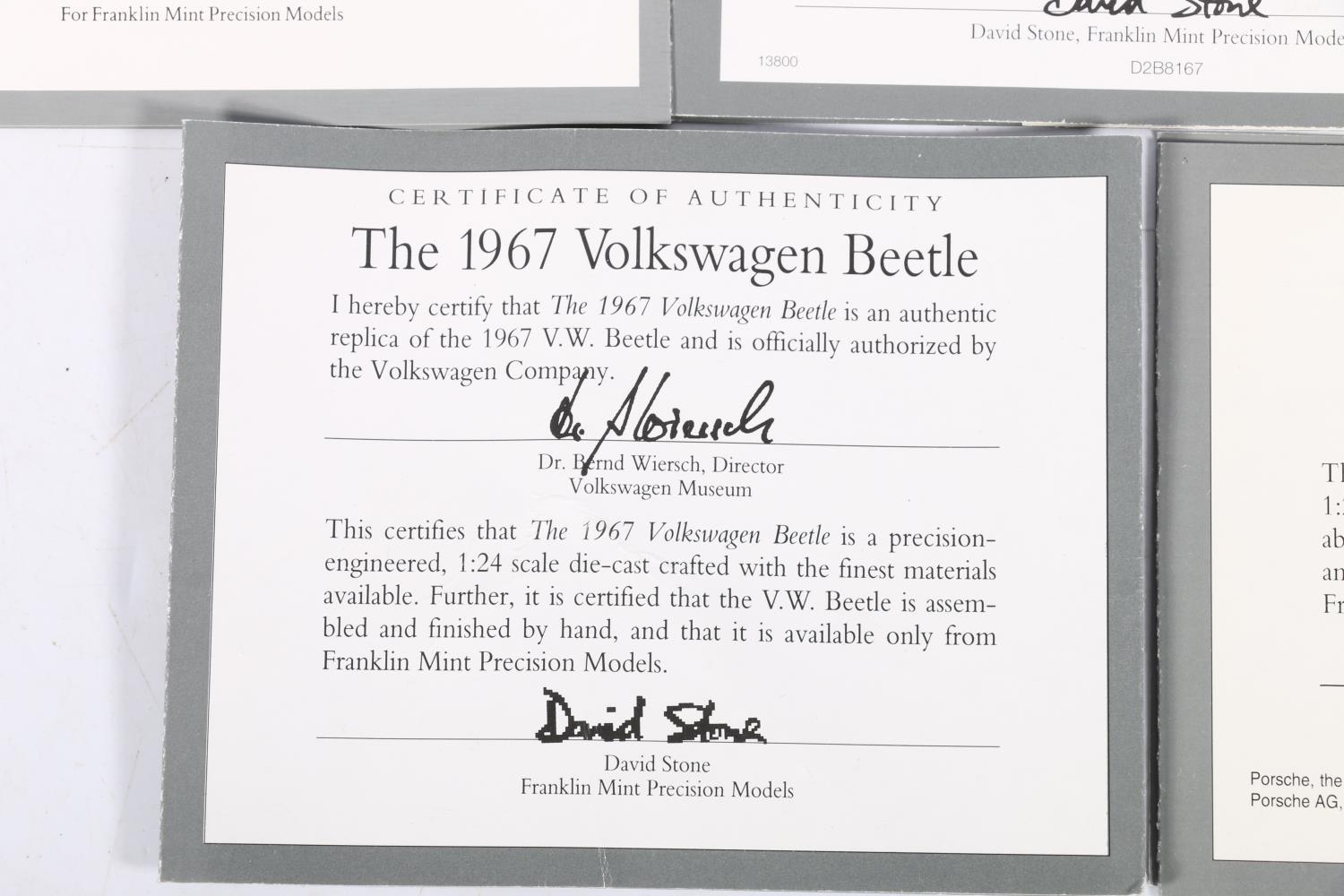 Five Franklin Mint Precision Models 1:24 scale diecast model vehicles to include The 1967 Volkswagen - Image 5 of 6