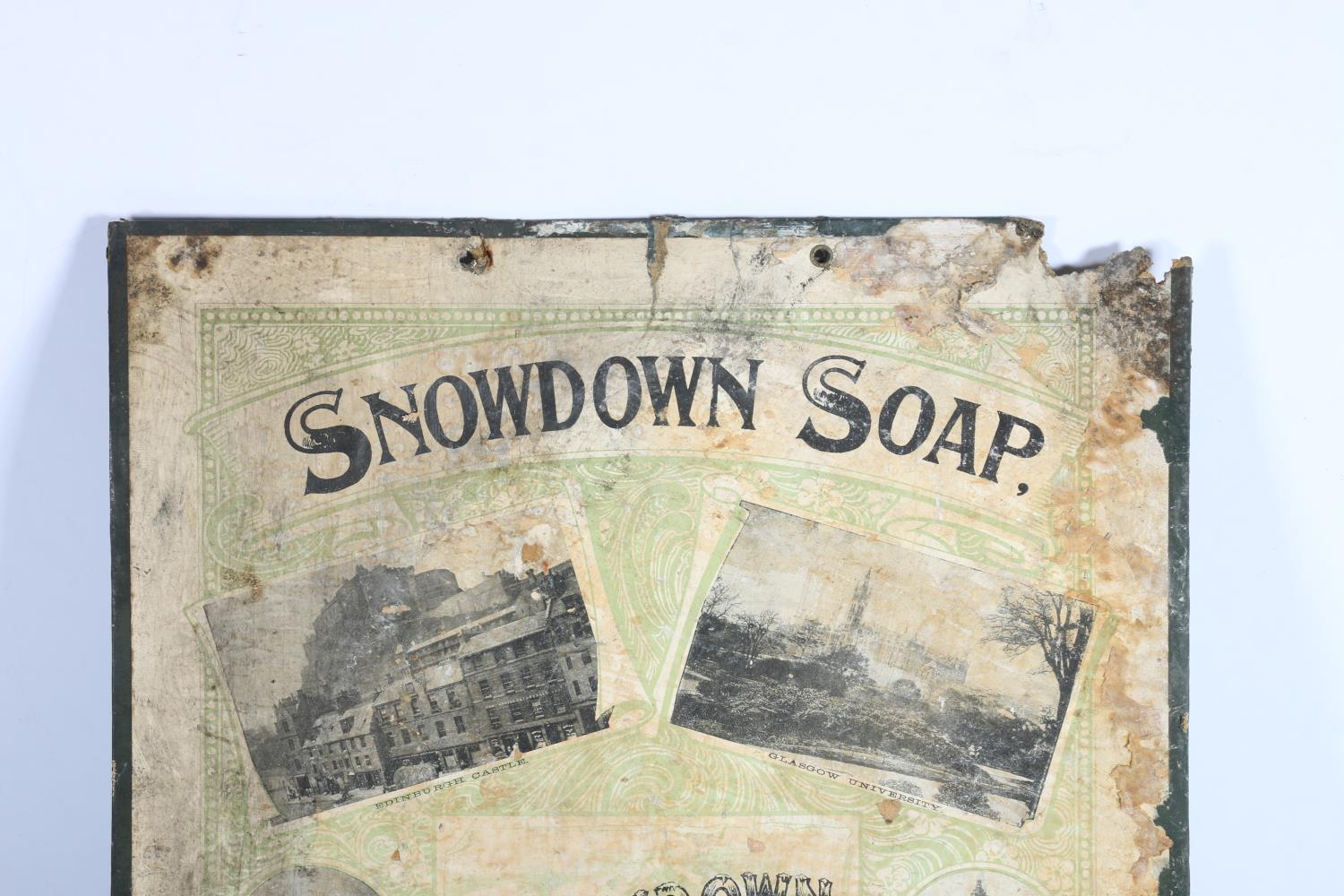 Vintage advertisement sign for 'Snowdown Soap', Robin and Houston Ltd of Glasgow & Paisley, 44cm x - Image 2 of 4