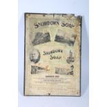 Vintage advertisement sign for 'Snowdown Soap', Robin and Houston Ltd of Glasgow & Paisley, 44cm x
