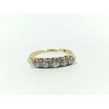 Diamond five stone ring with graduated brilliants ,the largest approximately .15ct, gold, size 'O'