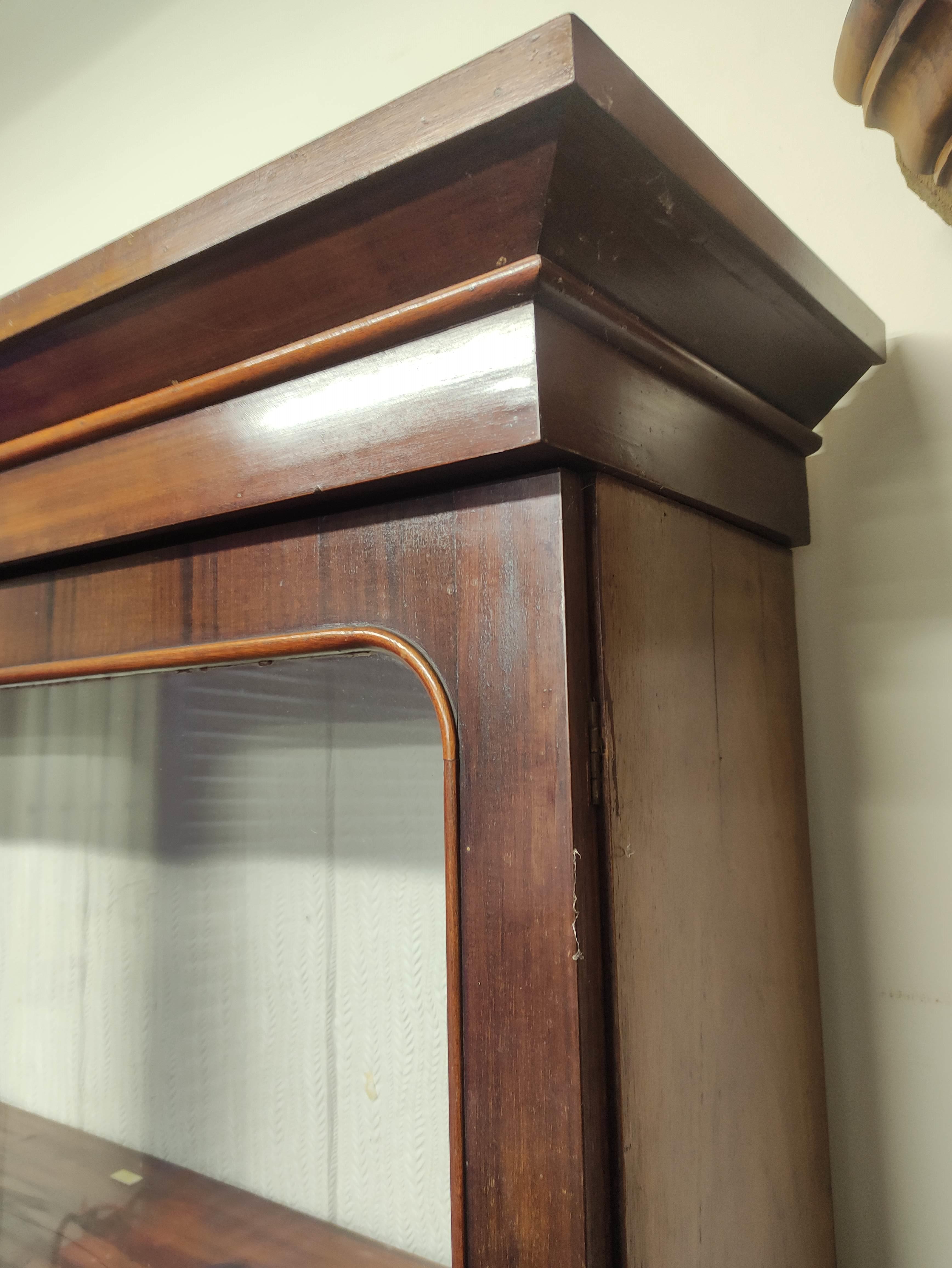 Late 19th century mahogany and beech cabinet bookcase, the glazed upper section above lower - Image 4 of 5