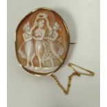 Cameo brooch with The Three Graces in 9ct gold.