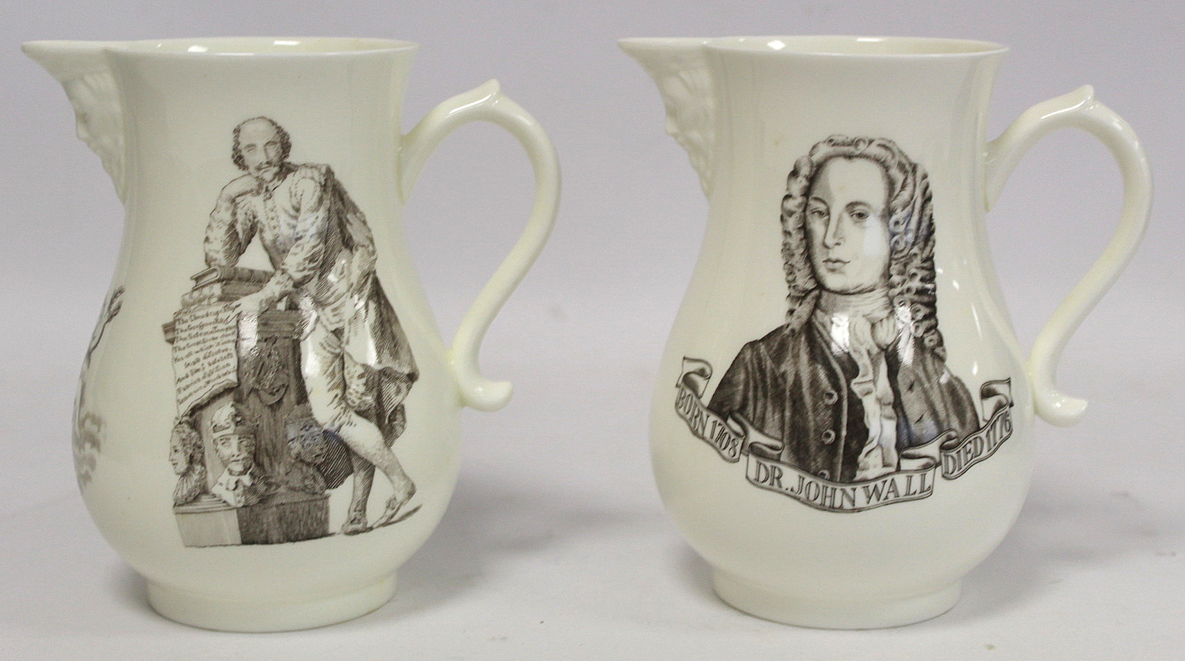 Two Royal Worcester commemorative 'Collectors Society' bone china jugs of baluster form with mask - Bild 2 aus 5