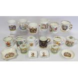 Fourteen various commemorative mugs and loving cups for the Coronation of King George VI and Queen
