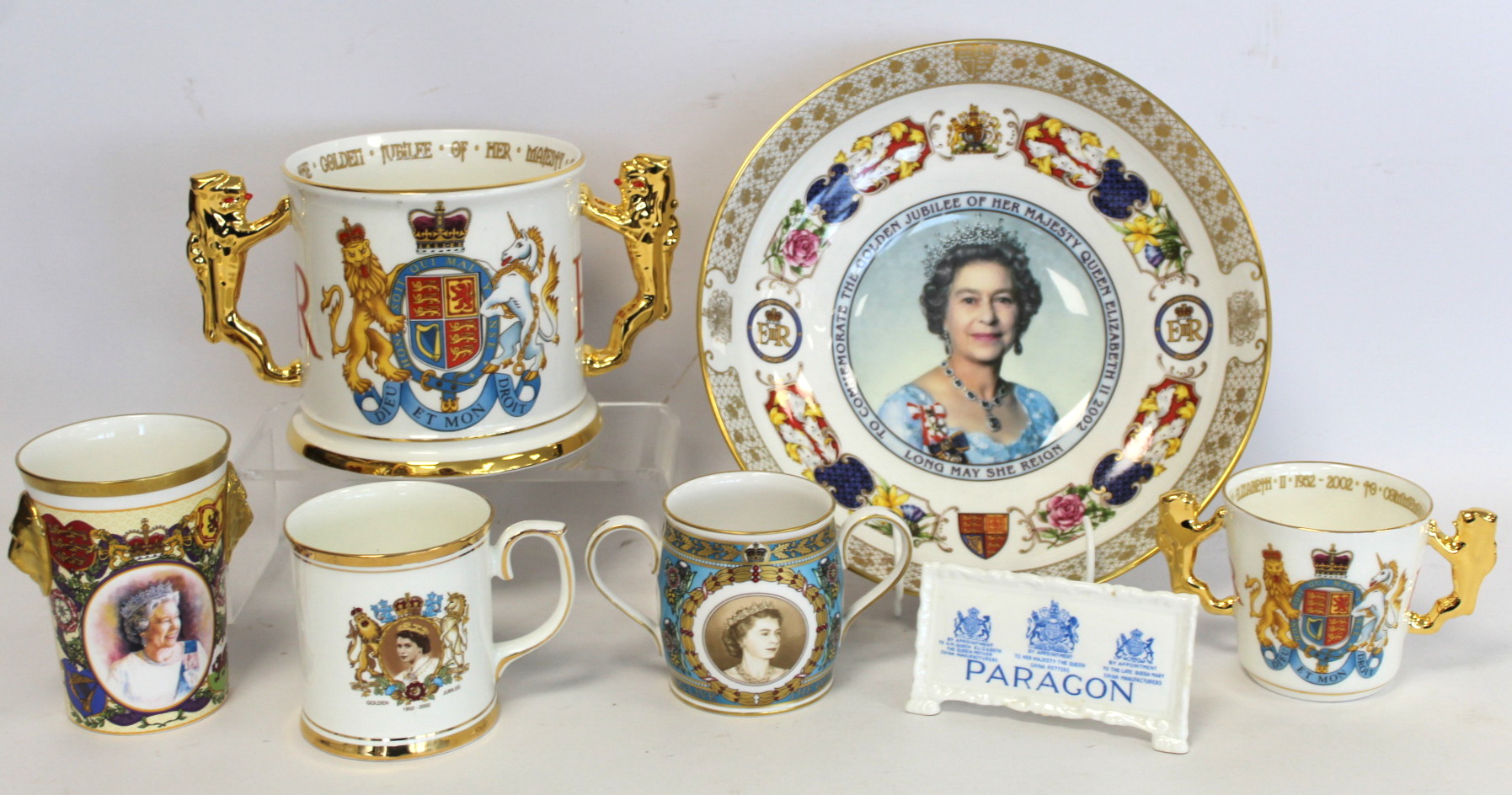 Large Paragon commemorative bone china loving cup for the Golden Jubilee 2002, limited edition no.