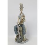 Large Lladro porcelain figure "Sad Chimney Sweep" (Deshollindor Triste), model no. 01001253,