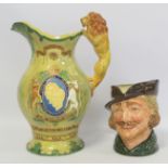 Large Crown Devon musical commemorative jug for the Coronation of George VI and Queen Elizabeth