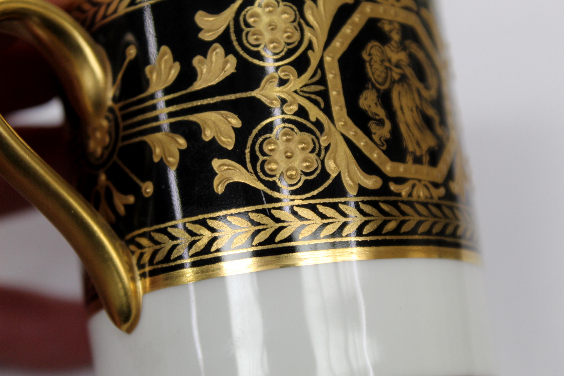 Set of six Wedgwood bone china "Astbury" pattern coffee cups and saucers with black and gilt - Bild 10 aus 11