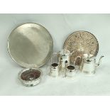 E.p hotel pattern tea set, sundry flatware and other items.