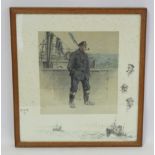 Charles Johnson Payne (Snaffles) Naval "R.N.R.T.", hand coloured print depicting a sailor