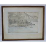 Allan McNab (British 1901-1982).   Monte Carlo. Pencil and coloured crayon. 32cm x 47cm. Signed,