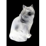 Lalique glass figure of a cat - "Heggie - sitting", designed 1995, 8cm high. Etched mark Lalique,