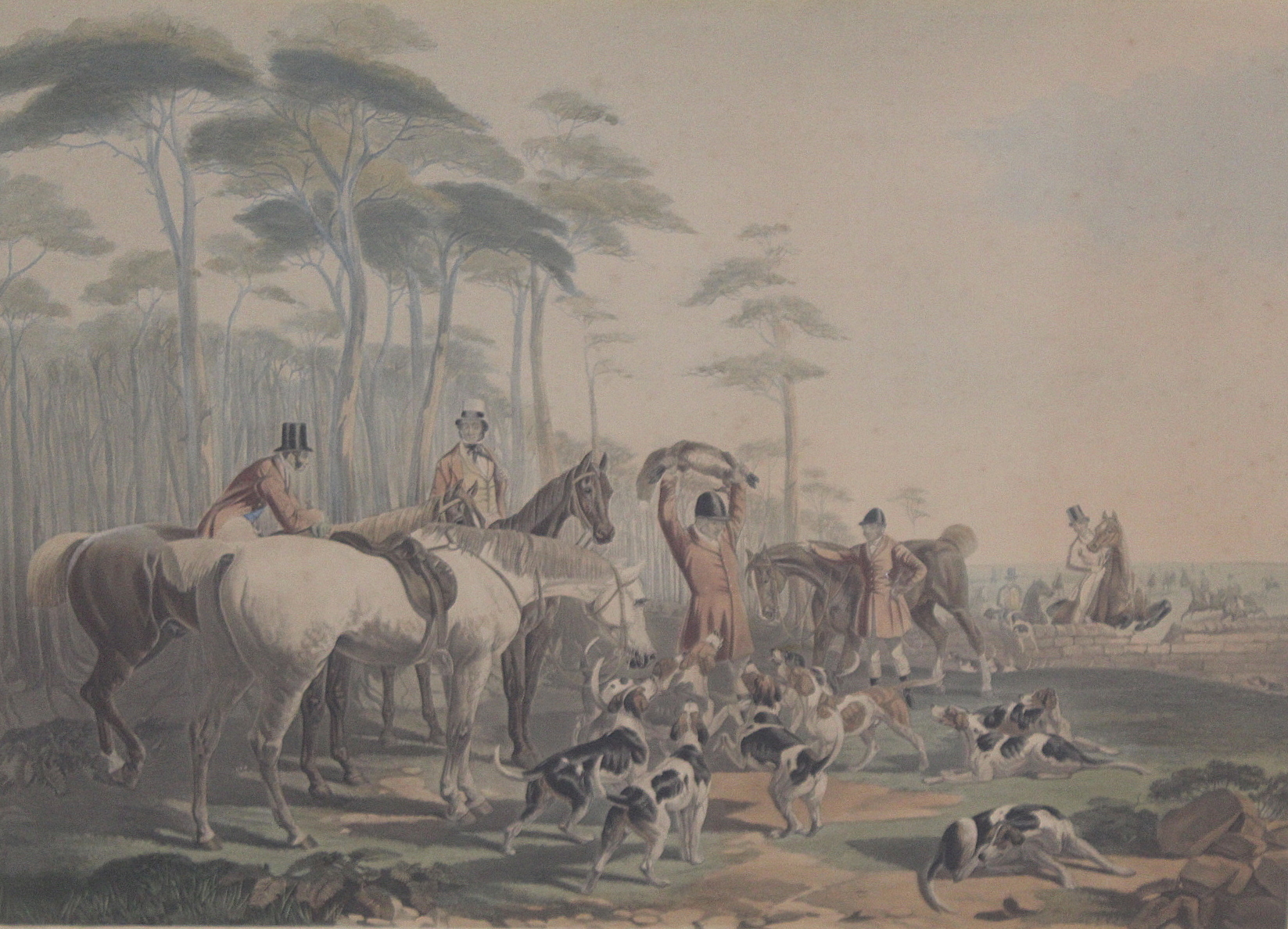 Four large Victorian hand coloured lithographs of hunting scenes after originals by J. F. Herring - Image 4 of 8