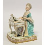 Meissen porcelain figure emblematic of the 'Sense of Sound' in the form of a lady in 18th century