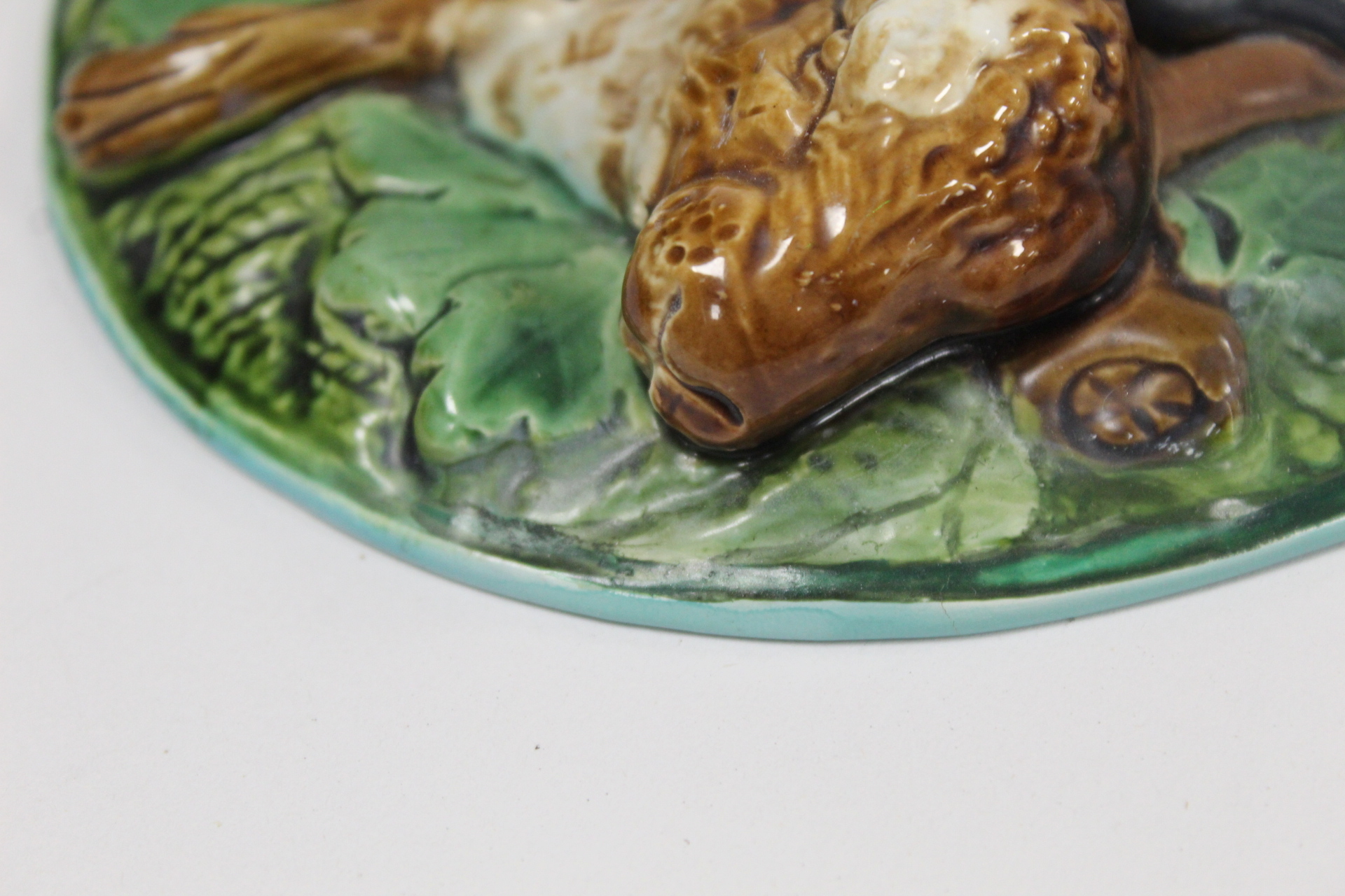 Victorian Minton majolica game pie tureen of twin handled oval form, the relief moulded naturalistic - Image 19 of 22