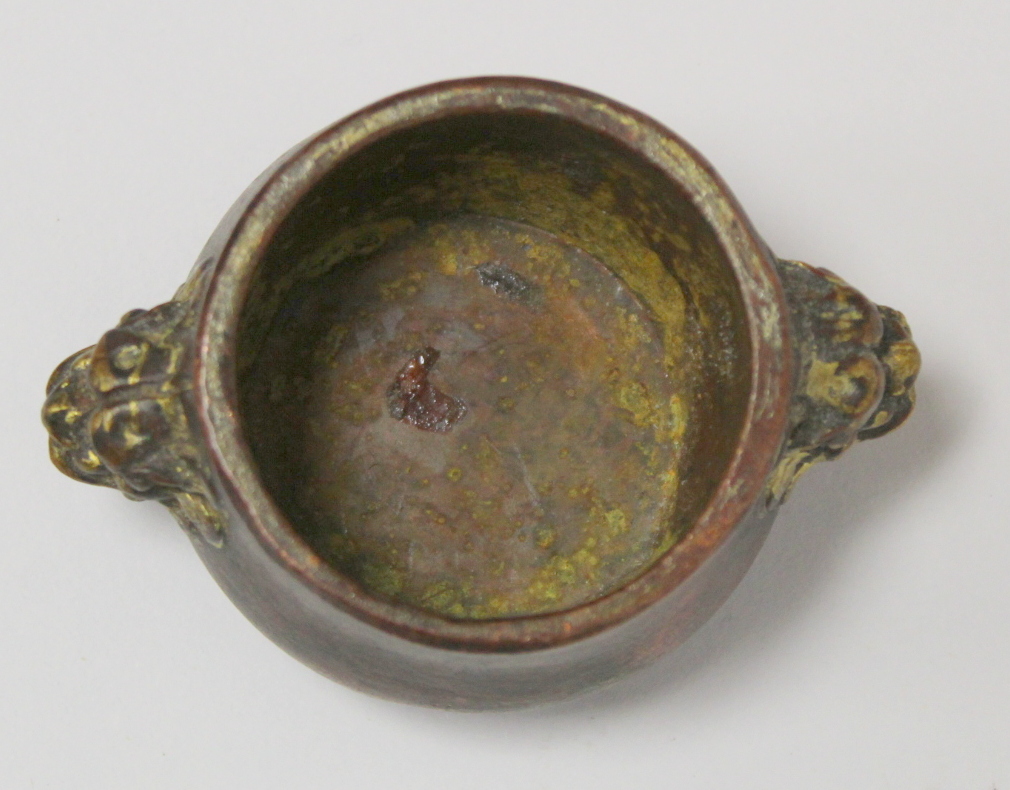 Chinese small white metal bowl with repousse floral band to exterior and two punched character marks - Image 12 of 13