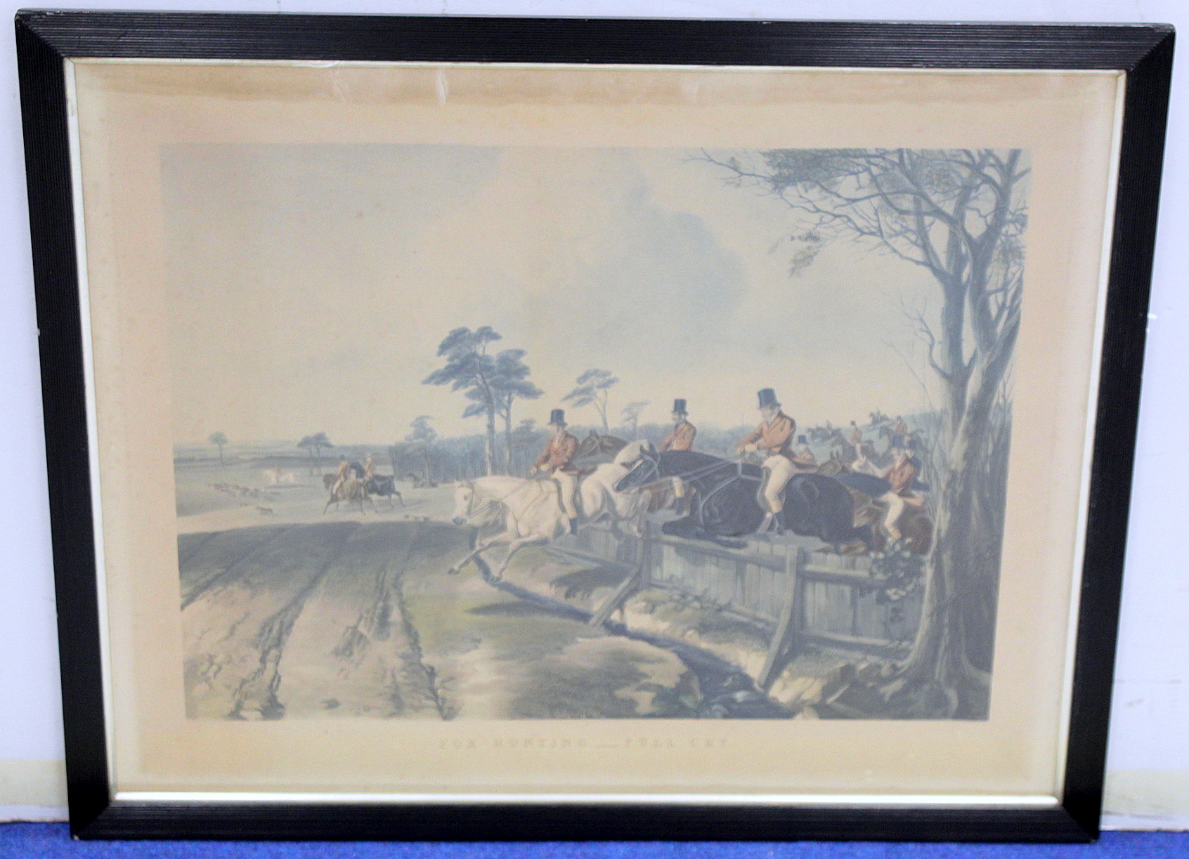 Four large Victorian hand coloured lithographs of hunting scenes after originals by J. F. Herring