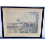 Four large Victorian hand coloured lithographs of hunting scenes after originals by J. F. Herring