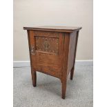 Secessionist style oak bedside cabinet by Maples, with inlaid decoration, tapering square legs.