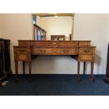George III and later Scottish inlaid mahogany sideboard, with faux drawers to the upper section