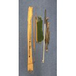 Collection of fishing accessories and components including two landing nets, an unattributed