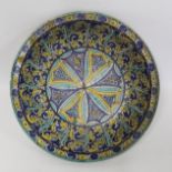 19th century Islamic tin glazed earthenware bowl, probably Moroccan, decorated in blue, turquoise