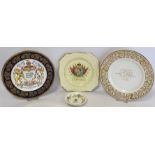 Three pieces of commemorative ware for overseas Royal visits by Queen Elizabeth II, comprising: