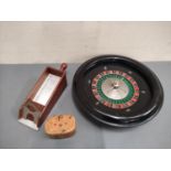 Vintage gambling collectables to include a French 1920's Jost & Cie dealers card shoe, leather