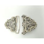 French late 19th century silver buckle of typical quality. 76g.