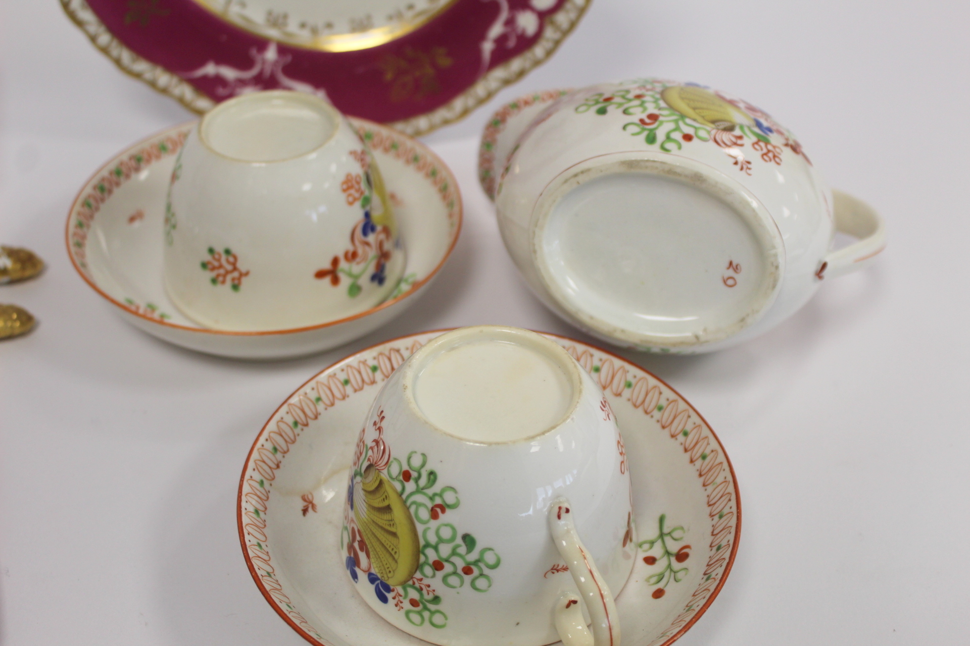 Minton bone china pate sur pate cabinet cup and saucer with cerise and white panels of exotic - Image 5 of 26