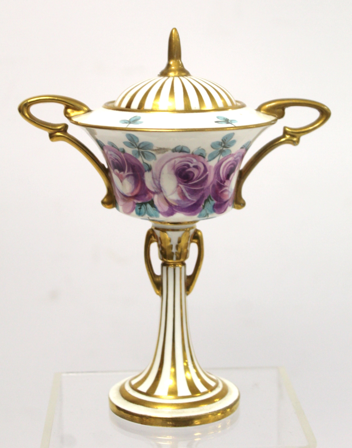 Late 19th century Minton Art Nouveau covered vase, the shallow flared bowl decorated with mauve - Bild 2 aus 14