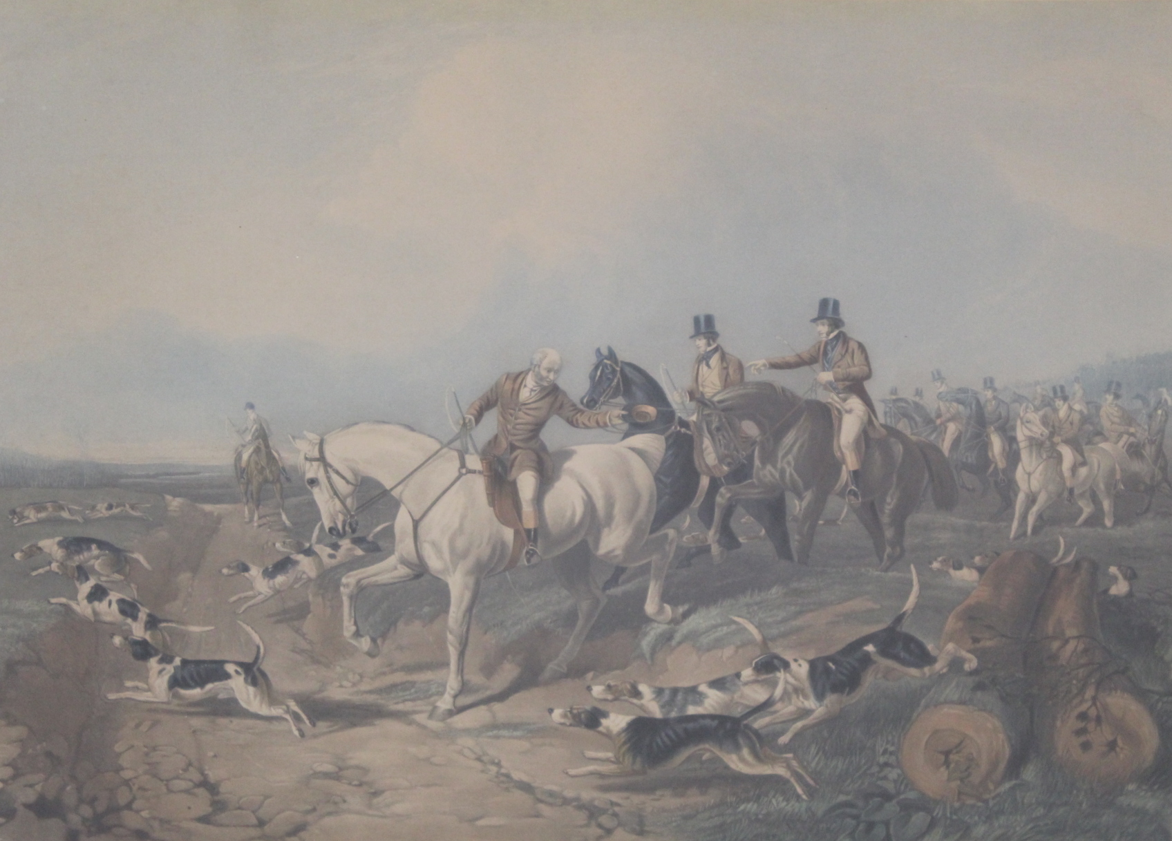 Four large Victorian hand coloured lithographs of hunting scenes after originals by J. F. Herring - Image 8 of 8