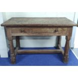Robert "Mouseman" Thompson, oak side table, the rectangular top with scroll incised corners above