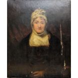 19th Century School. Portrait of a lady wearing lace bonnet. Oil on canvas. 76cm x 63cm.