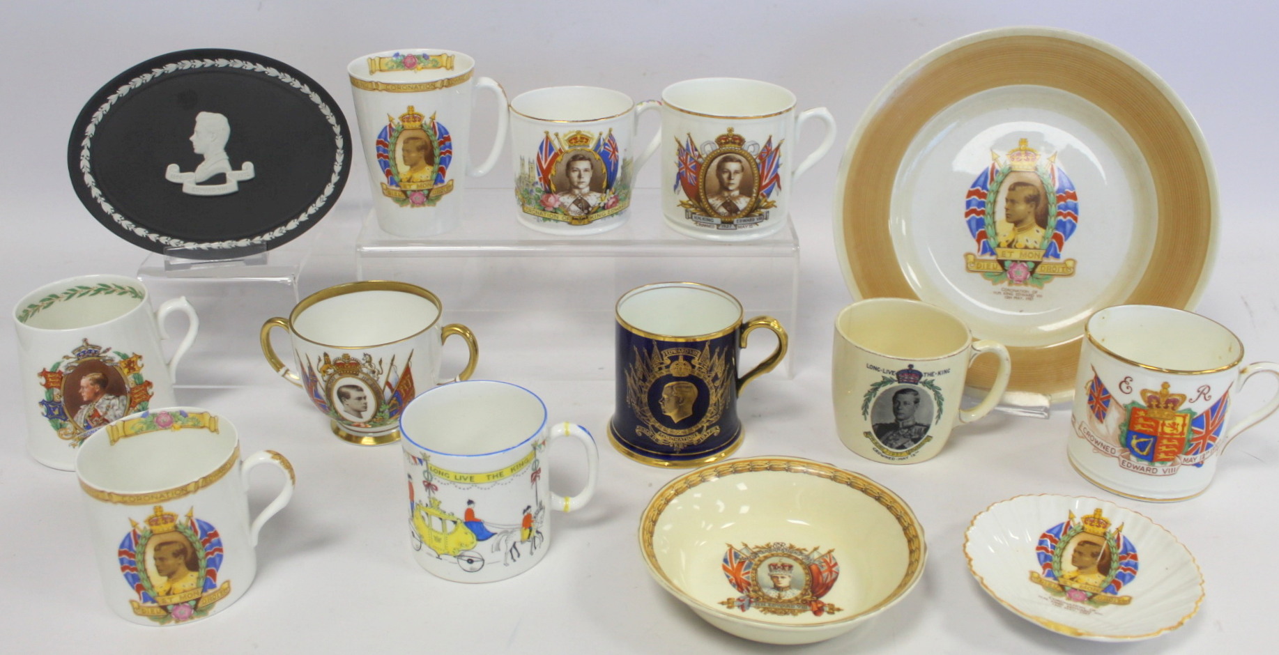 Thirteen pieces of commemorative ware for the Coronation of Edward VIII 1937, including Shelley,