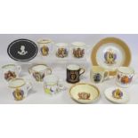 Thirteen pieces of commemorative ware for the Coronation of Edward VIII 1937, including Shelley,