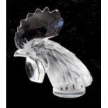 Lalique "Tete de Coq" clear and frosted glass car mascot with etched mark "Lalique, France", model