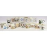 Collection of sixteen commemorative mugs and a beaker for the Jubilees of Queen Victoria 1887 and