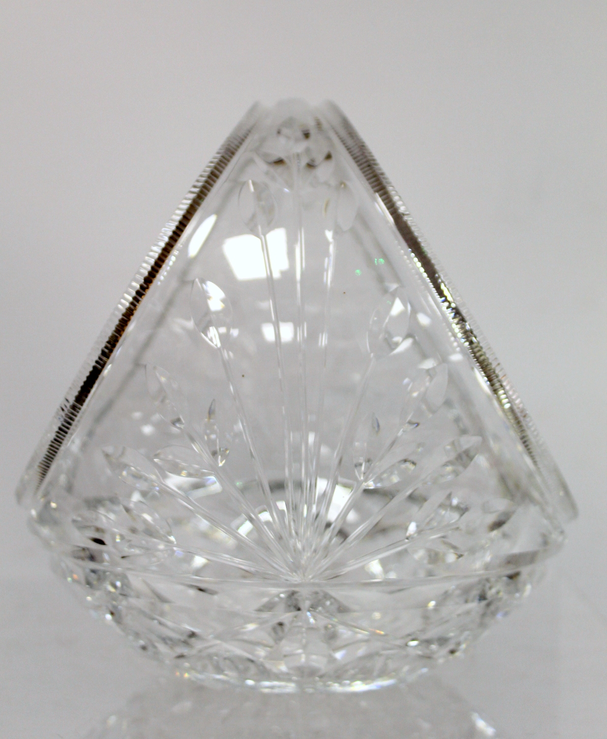 Webb Corbett cut glass vase of rounded flared form on concave short stem and circular foot, with - Image 5 of 5