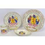 Four pieces of Paragon commemorative ware china for the Scottish Empire Exhibition opened by King