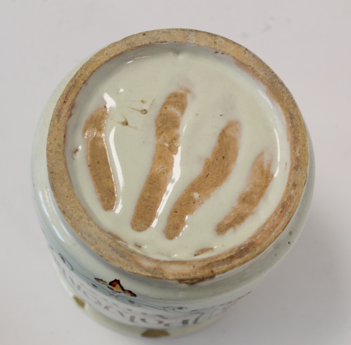 Continental maiolica tin glazed earthenware apothecary wet drug jar of cylindrical form, the - Image 7 of 10